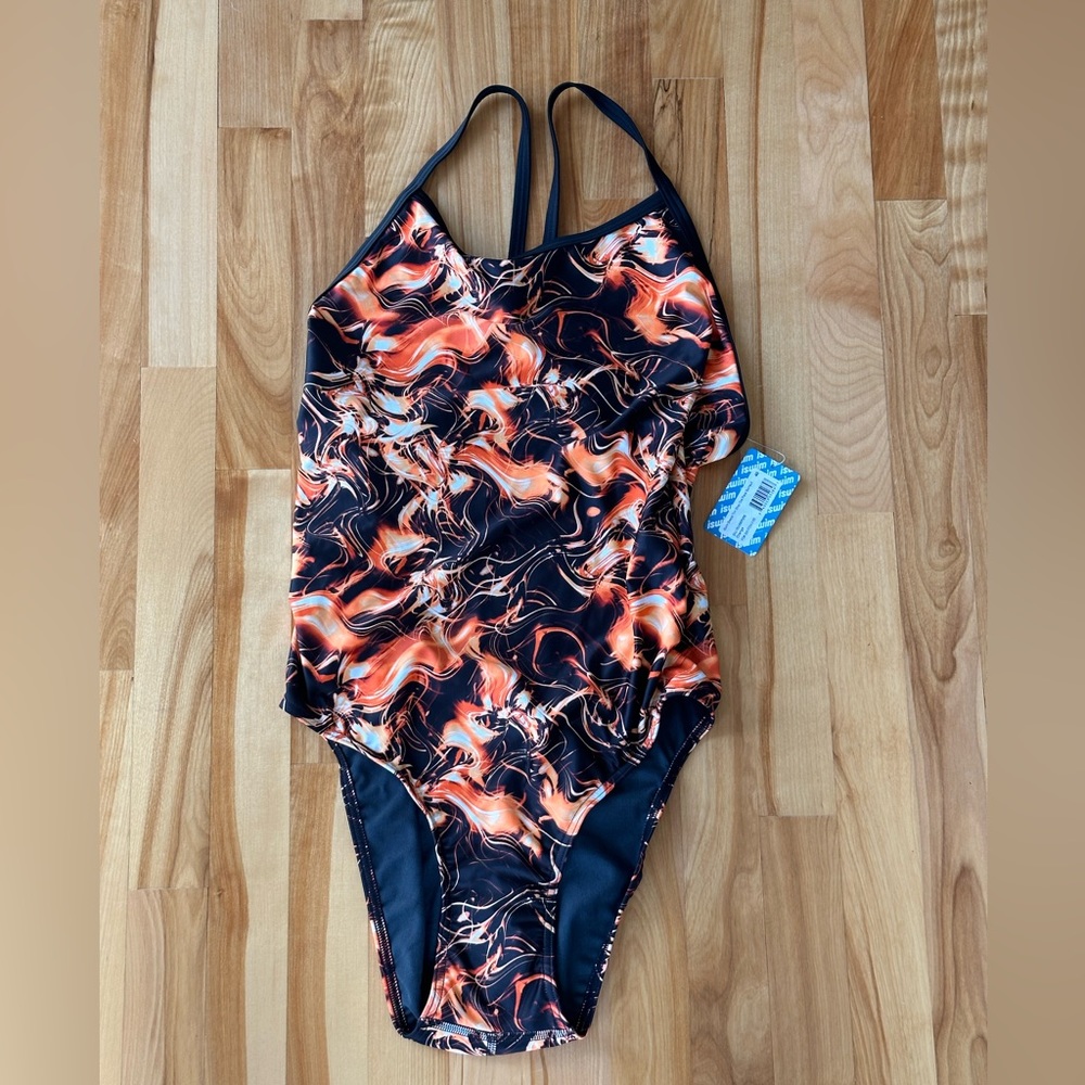 NWT iSwim Breeze Thin Strap Swimsuit Sz 40 Orange